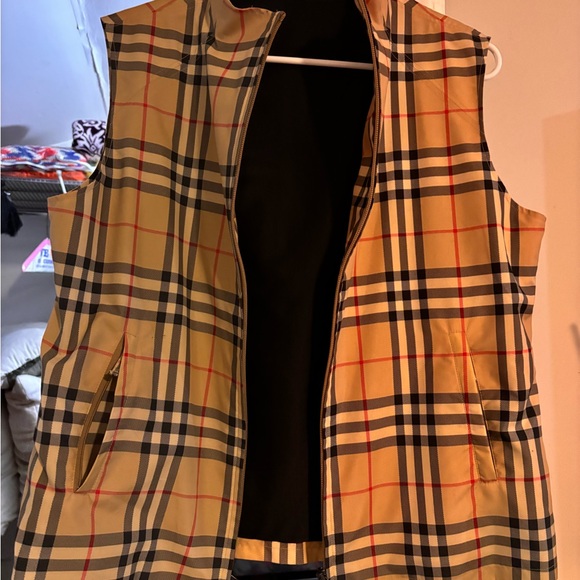 Burberry Jackets & Blazers - Burberry Black Vest with Plaid Collar